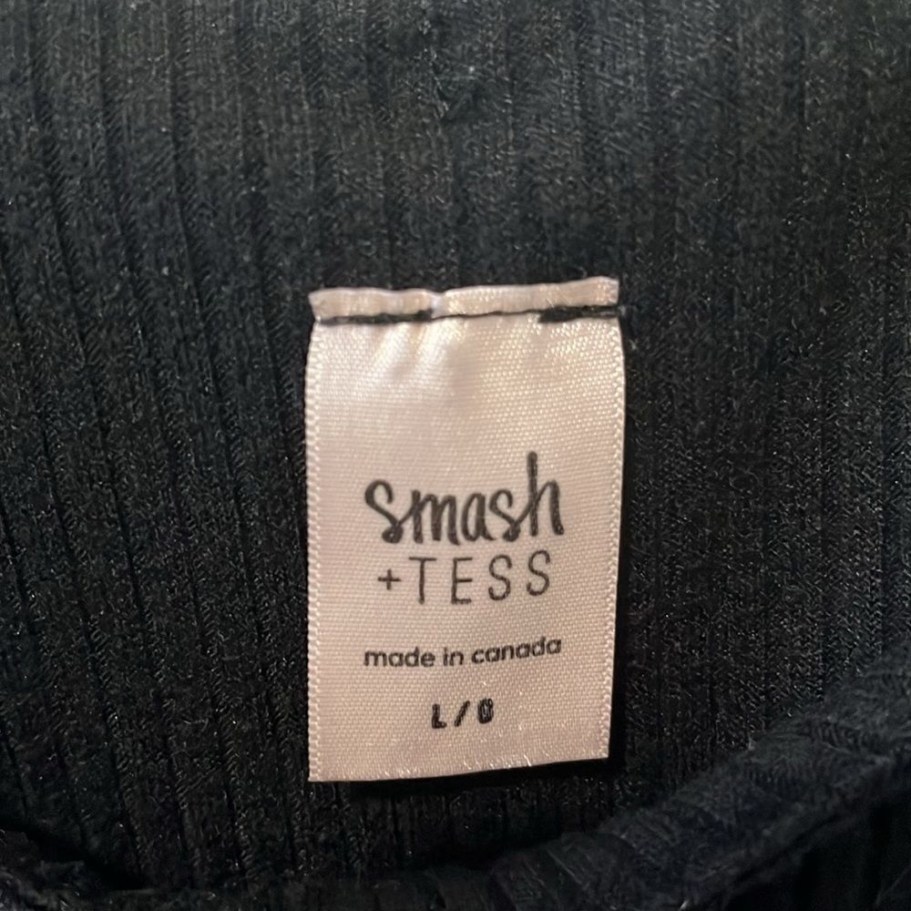 SMASH + TESS Knot Your Average Romper w Tie Up Straps, Black Ribbed, Size L - Picture 5 of 9